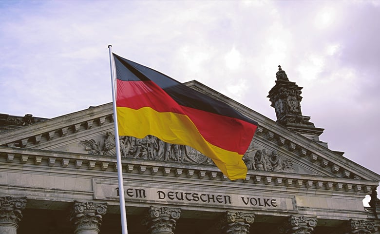 German flag on the wind