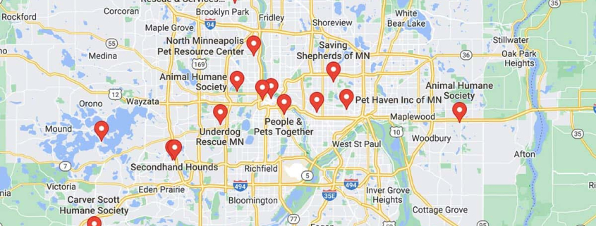 Screenshot of a map in Google Maps