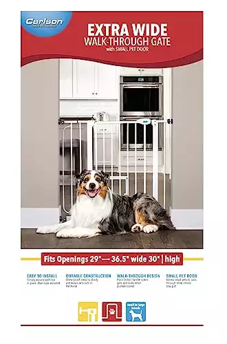 Carlson Extra Wide Walk Through Pet Gate with Small Pet Door