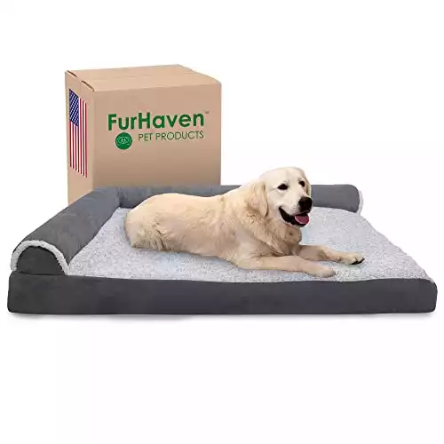 Furhaven Memory Foam Dog Bed with Removable Bolsters & Washable Cover