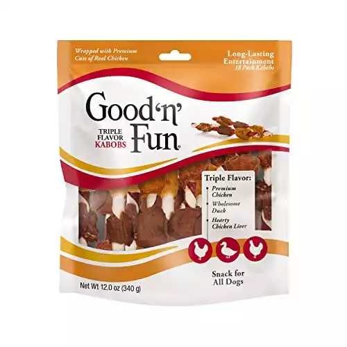 Good'n'Fun Triple Flavored Rawhide Kabobs Dog Treats